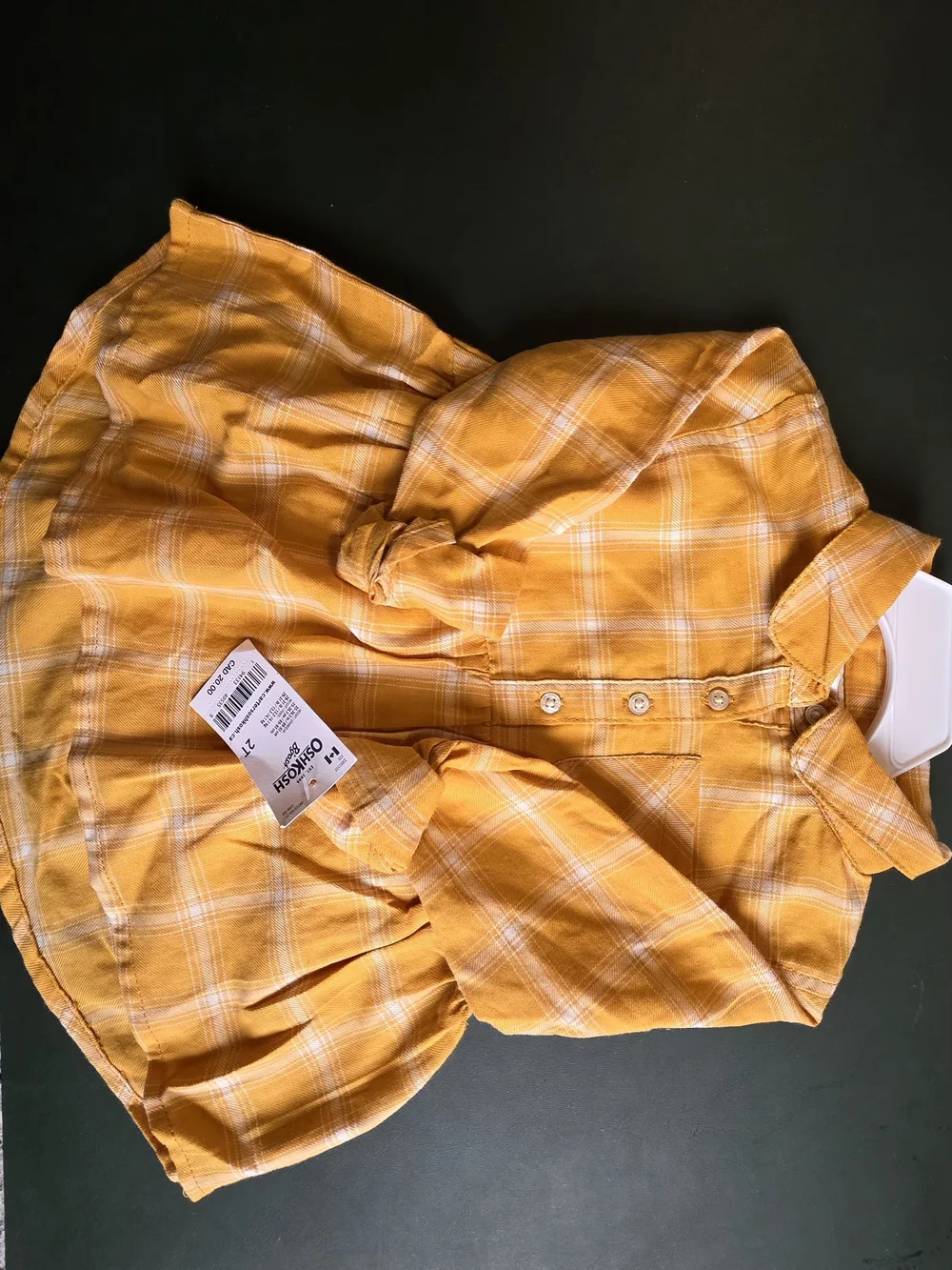 OshKosh B'gosh Girls' Mustard Plaid Long-Sleeve Peplum Top